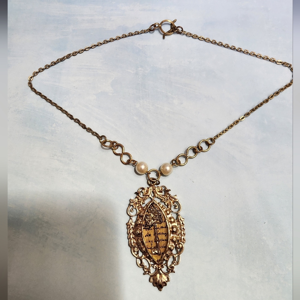 Vintage Steampunk Goldtone Necklace - Picture 2 of 4
